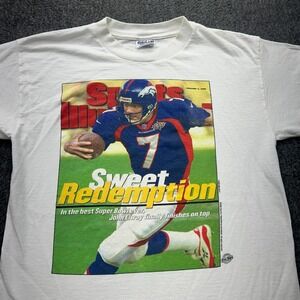 Denver Broncos Super Bowl Shirt Large John Elway Sports Illustrated 1998 Vintage